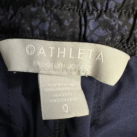 Athleta Brooklyn Jogger Blue Python Snake Print Women's 0 Workout Pockets Casual - Picture 6 of 9